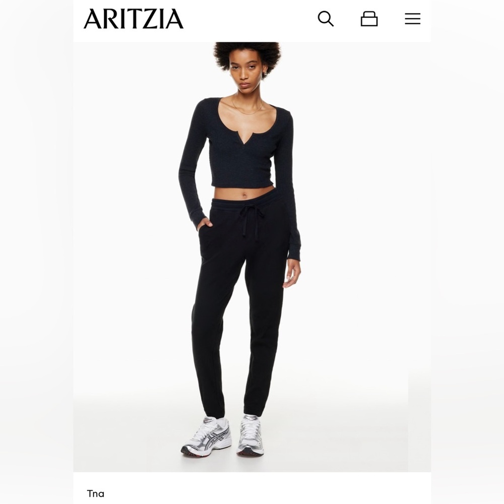 Aritzia Black TNA waffle thermal jogger